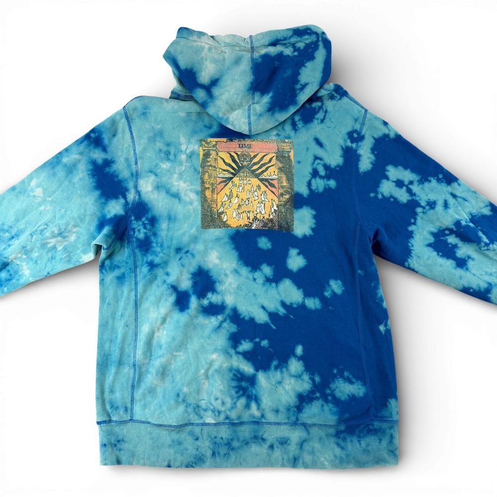 FA FuckingAwesome Hoodie Mens L Blue Tie Dye Embroidered Pullover Graphic Skate